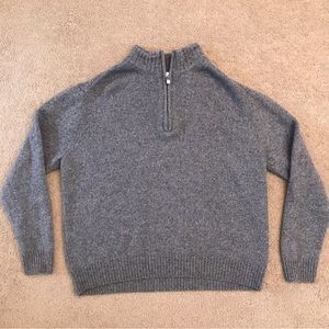 Gray Quarter Zip Wool Sweater
